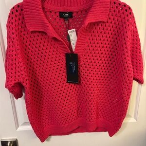 LINE Pink Knit Short Sleeve Sweater